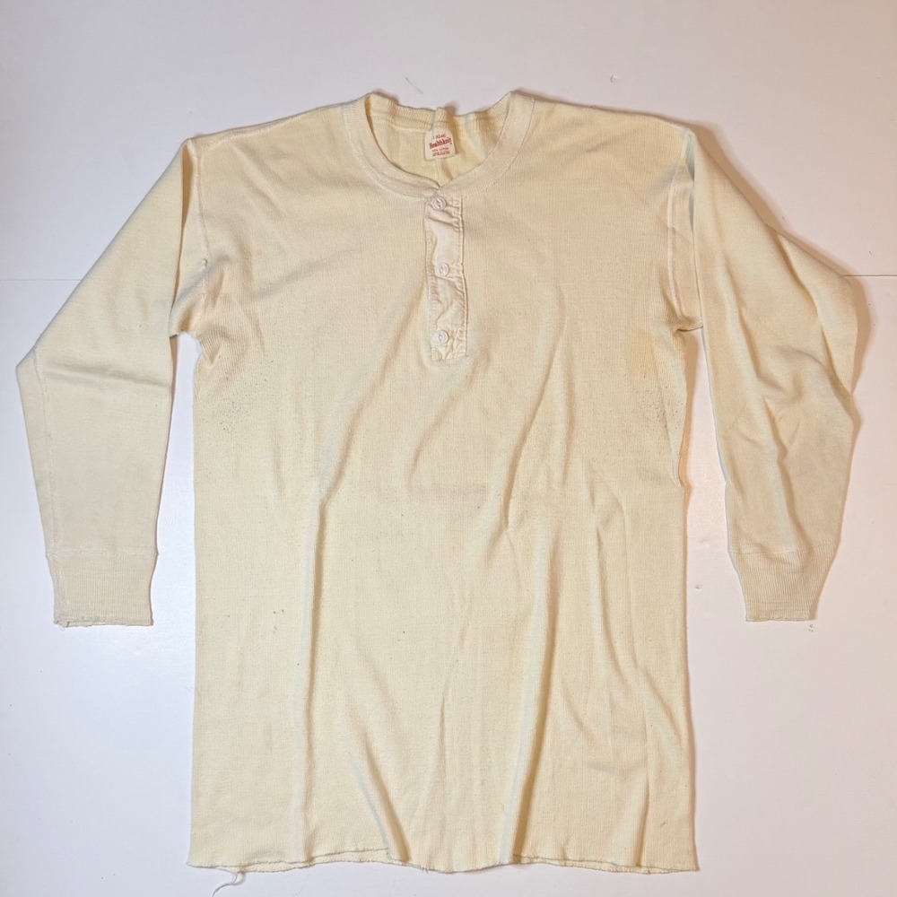 Vintage Healthknit Henley Undershirt Mens L Cream 100% Cotton Made in USA